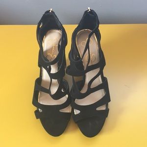 Jessica Simpson - black suede wedges Sz 9.5